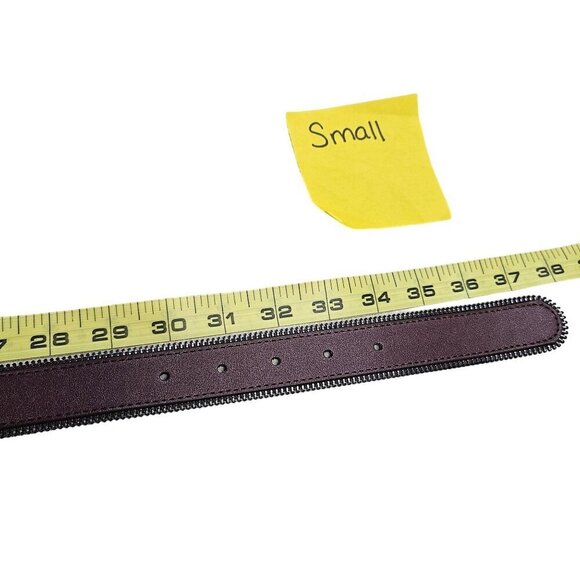 Brand Unknown NWT Burgundy Synthetic Leather Belt Unique Zipper‎ Edge Cyberpunk - Picture 8 of 10